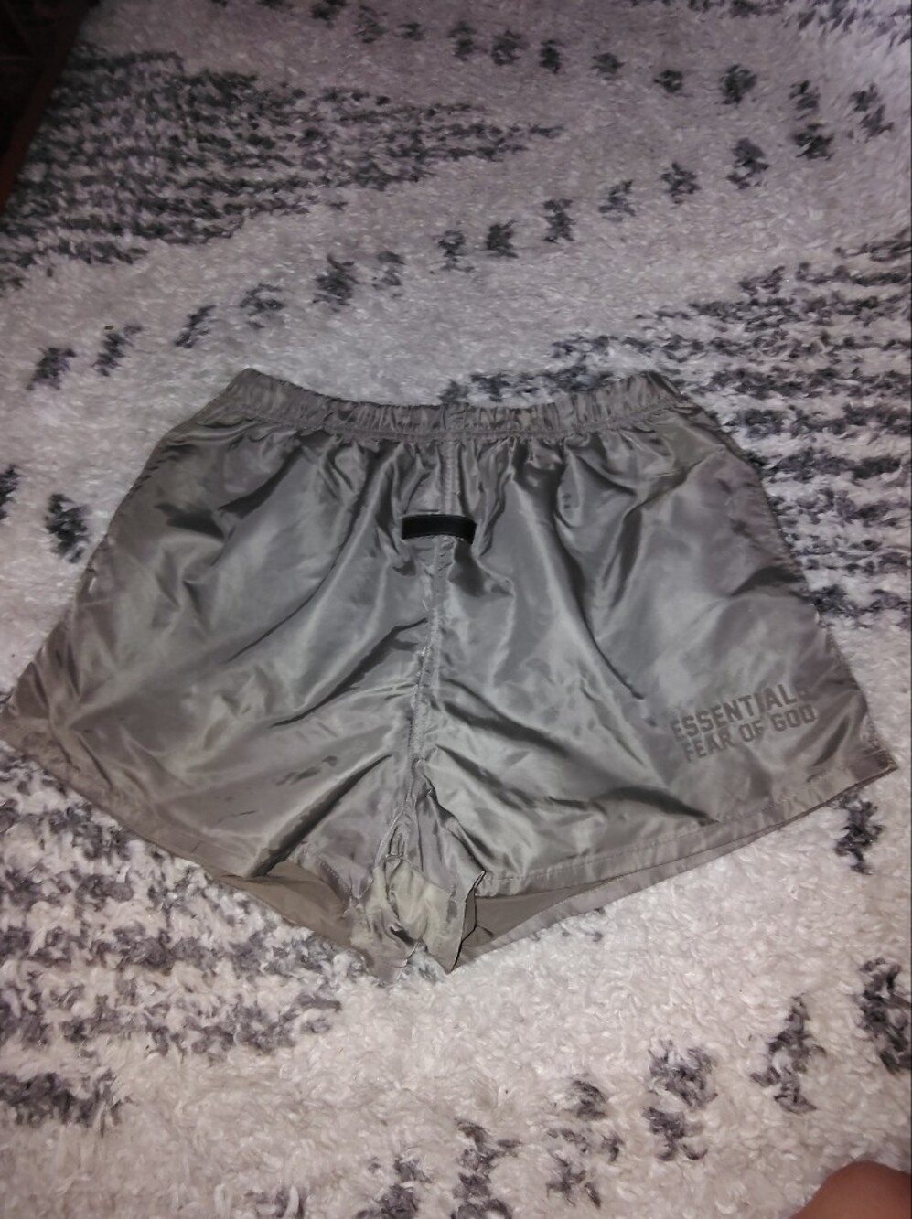 ESSENTIALS Light Olive Satin Shorts